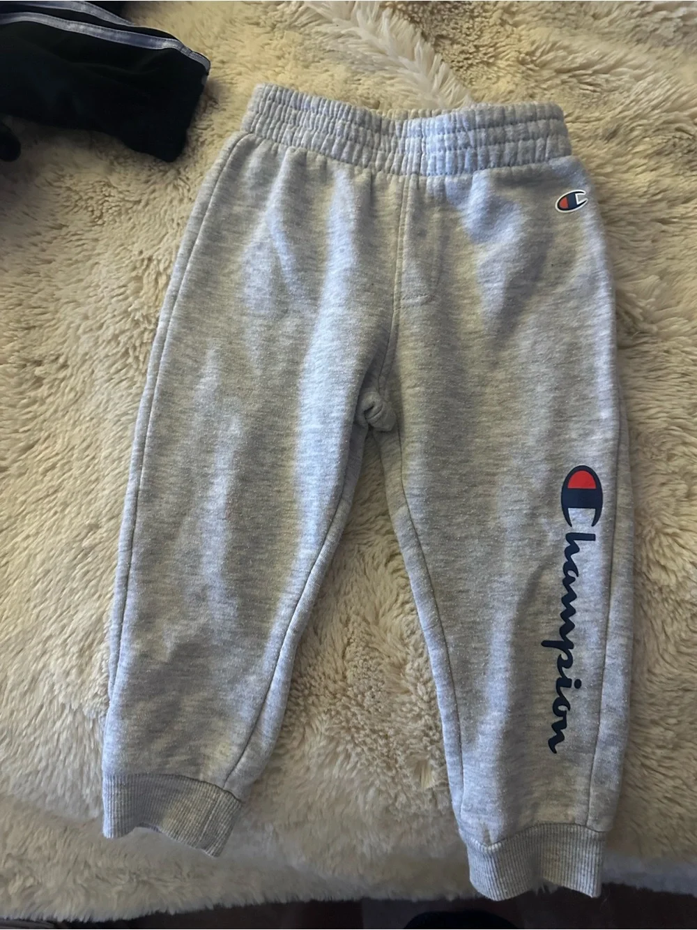 Champion Grey Kids Logo Joggers with Navy & Red Accents